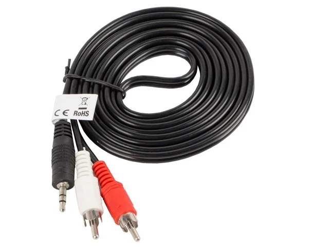 Аудио кабел Lanberg mini jack 3.5mm (M) 3-pin към 2x RCA (chinch) (M) 2м, черен
