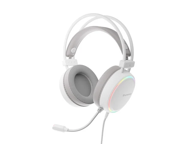 Геймърски слушалки Genesis Neon 613 G2 с микрофон, RGB подсветка, бели