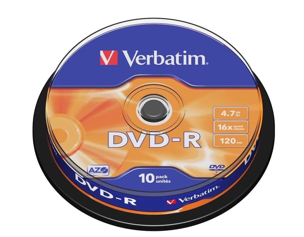 DVD-R диск Verbatim AZO 4.7GB 16x Matt Silver (10 броя в опаковка)