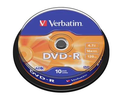 DVD-R диск Verbatim AZO 4.7GB 16x Matt Silver (10 броя в опаковка)