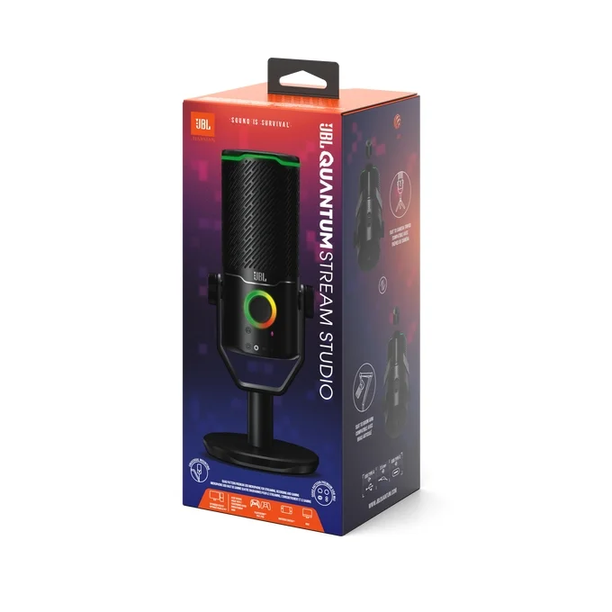 JBL QUANTUM Stream Studio - Quad pattern premium USB microphone for streaming, recording and gaming