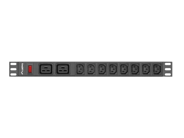 Разклонител LANBERG 19" 1U 16A 2m 2x C19 8x IEC C13 черен C20