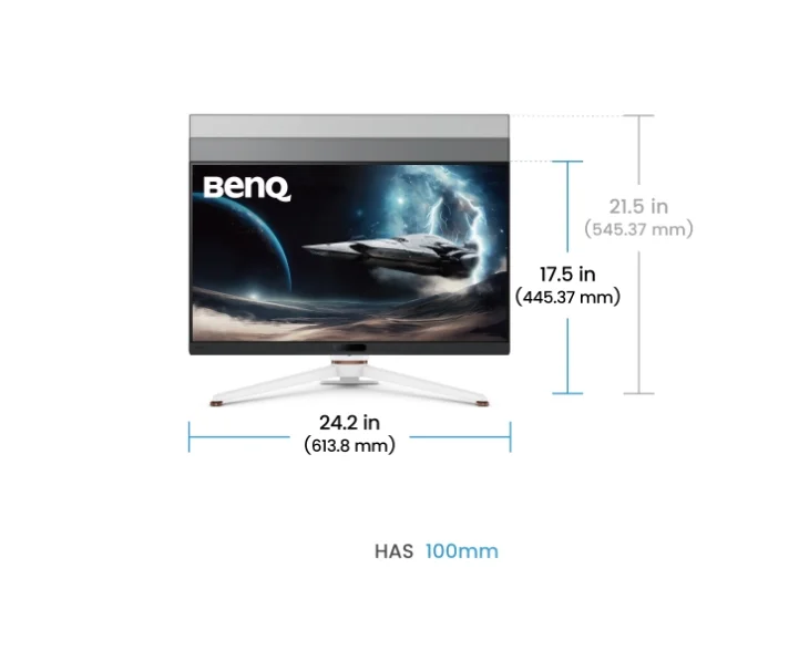 BenQ MOBIUZ EX271U, 27", 4K UHD, IPS, 1ms GtG, 165Hz, 120Hz for Console with eARC, Color Shuttle, FreeSync Premium, B.I.+ Gen2, HDRi and HDR400, Quickit, 1200:1, 95% P3, 400 nits, USB-C (DP alt. PD 65W),USB Hub, HDMI 2.1, DP, Height Adj. 100mm, White