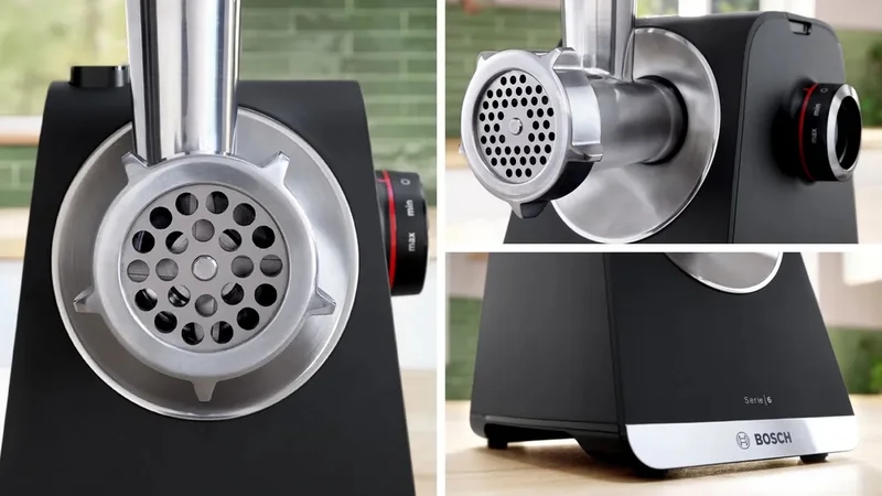 Bosch MFWS660B, SER6, Meat mincer - MultiPower 2100 W, Planetary gearbox, 3,5 kg/min, kebbe attachment, sausage attachment, fruit press attachment, shredding attachment, reverse function, Black