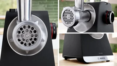 Bosch MFWS660B, SER6, Meat mincer - MultiPower 2100 W, Planetary gearbox, 3,5 kg/min, kebbe attachment, sausage attachment, fruit press attachment, shredding attachment, reverse function, Black