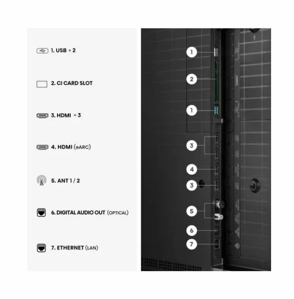 Hisense 55" UR8S, 4K Ultra HD 3840x2160, RGB Mini Led , DLED, Quantum Dot, 180Hz, IPS, HDR 10+, HLG, Dolby Vision IQ, Dolby Atmos, Smart TV,Light Sensor,WiFi 6eGHz, WiFi Direct, BT,2x10 W + 20 W + 2x5 W, Anyview Cast, 4xHDMI, 2xUSB, LAN, CI+, DVB-T2/C/S2