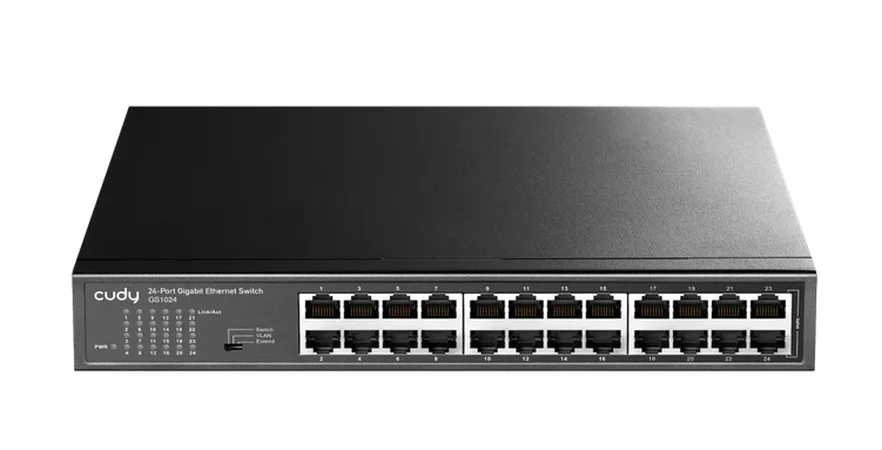 Cudy GS1024 24-Port Gigabit Metal Switch, 24 Gigabit RJ45 Ports, Rack-mountable Steel Case