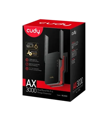 Cudy RE3000 WiFi 6 Mesh Repeater AX3000 2402Mbps at 5GHz + 574Mbps at 2.4GHz 1 Gigabit Ethernet Port