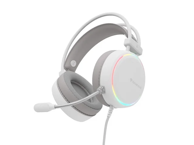 Геймърски слушалки Genesis Neon 613 G2 с микрофон, RGB подсветка, бели