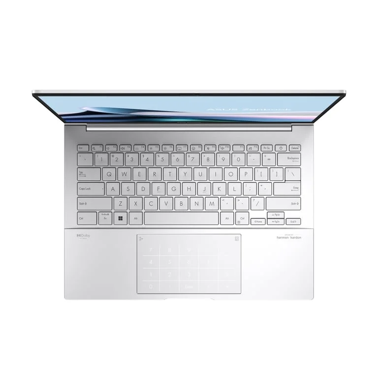 Asus Zenbook UX3405CA-ST1109NA, Intel Ultra 9 285H 2.9 GHz (24MB Cache, up to 5.4 GHz, 16 cores, 16 Threads), 14.0 OLED WQXGA+(WQ+) 2880X1800 16:10 Bend+500nits Glare , 120 Hz, LPDDR5X 32GB ( on board ),1TB  SSD G4, No OS , Foggy Silver, no adapter
