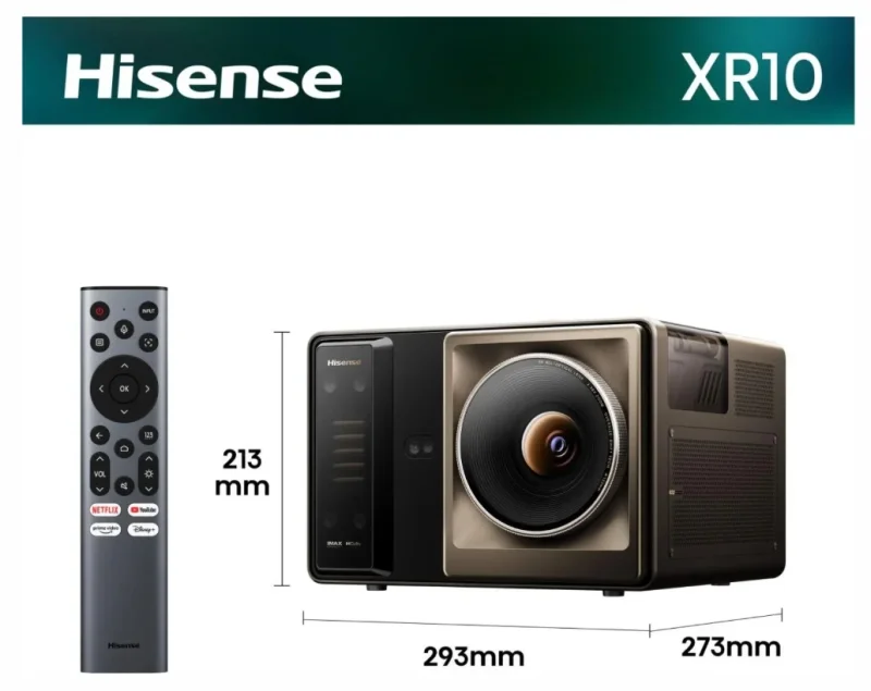Hisense XR10 Laser Projector, 4K Ultra HD 3840x2160, 6000:1, 6000 lum, 60 Hz, 16:9, Throw ratio 0.84-2.0: 1, VIDAA U9,3 x HDMI, HDR, HDR 10, HDR 10+, DTS Virtual X, 2x8W+15W, Black
