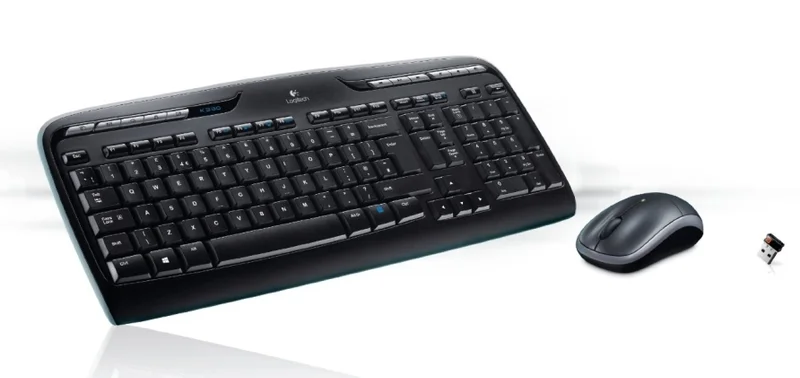 Комплект безжична клавиатура и мишка Logitech MK330, Черен, US International