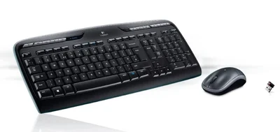 Комплект безжична клавиатура и мишка Logitech MK330, Черен, US International