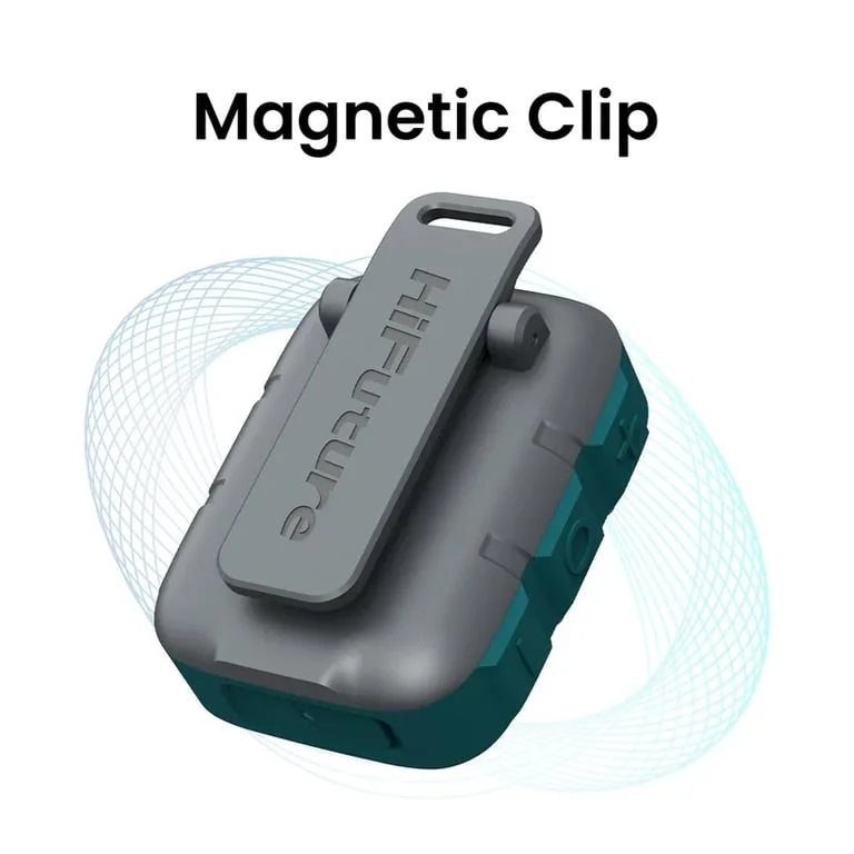 HiFuture Pocket S Grey,  Bluetooth 5.4, IPX7 Waterproof, 5W Output, Pair to Play (TWS Mode), Up to 8 Hours Playtime, Support Clip for Wear, Support Magnetic