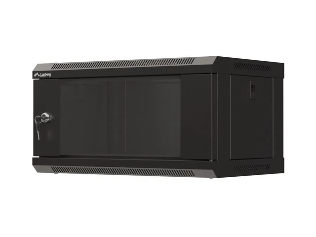 Lanberg rack cabinet 19" wall-mount 4U/540x350 (flat pack) with glass door black