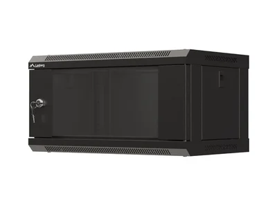 Lanberg rack cabinet 19" wall-mount 4U/540x350 (flat pack) with glass door black