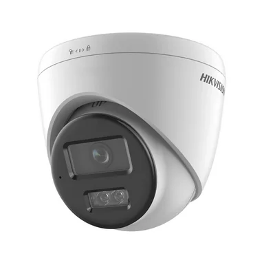 HikVision 8 MP Smart Hybrid Light Fixed Turret Network Camera, 2.8mm, F2.0, IR, White Light up to 30m, 120 dB WDR, H.265+, IP67, built-in microphone, built-in memory card slot, support micro SDXC (512GB), 12Vdc/PoE 6.5W