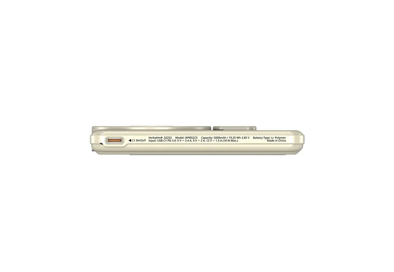Verbatim Charge 'n' Go 2C Power Bank Magnetic Wireless 5000mAh with 2 USB-C Cables & Stand Gold