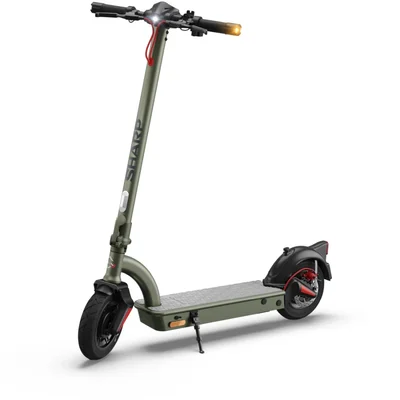 Sharp Electric Scooter, Range per charge: 35 km, 350W Motor, LED Display, e-ABS, USB Charging Port, Bluetooth, IPX4 certification, 10" Pneumatic tyre, Triple brake system, Rear Suspension, Max load: 120 kg, Olive Gray