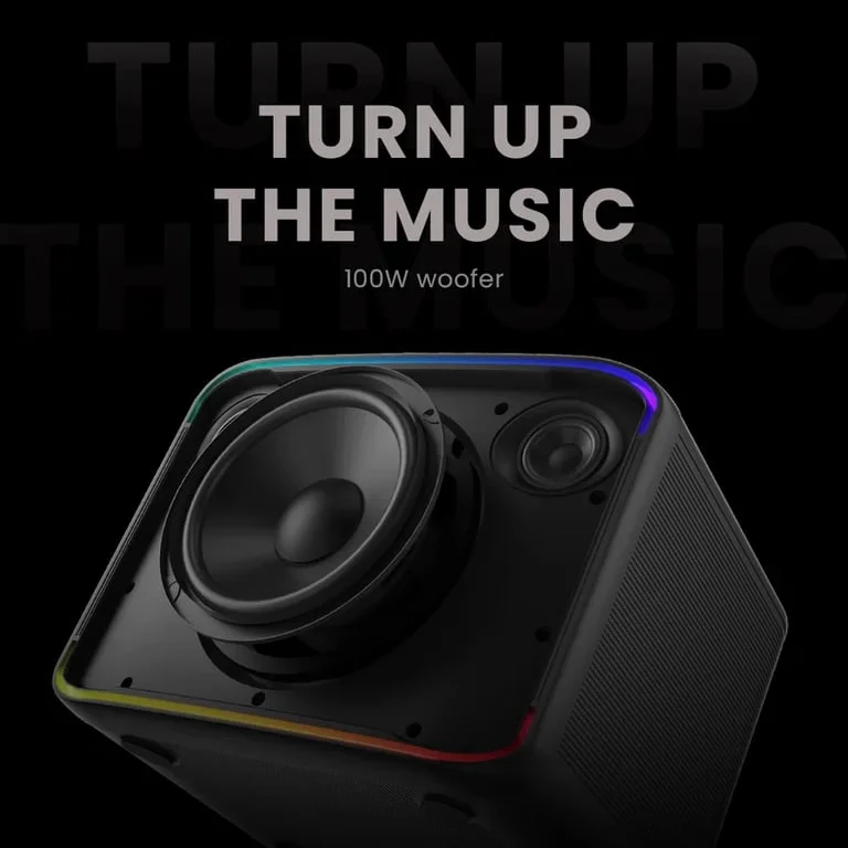 Тонколона HiFuture Event Horizon Black 3-лентова, 100W, Bluetooth 5.3, DynaBoost бас, DC12V, Karaoke, Dancing Light, до 8 часа, TWS Mode
