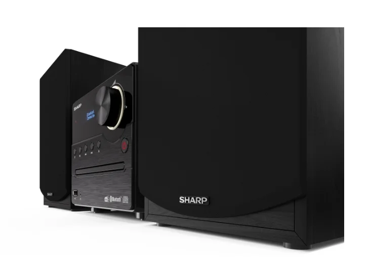 Sharp Audio Systems XL-B517D(BK), HI-FI MICRO SYSTEM, 45W total max power output, DAB+ and FM tuner with RDS, Bluetooth v5.0, CD player, USB playback, 3.5mm Aux-in / line-in, Headphone jack, wooden speaker, Black