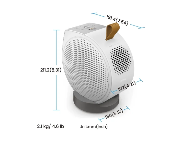 BenQ GV50 Laser Portable Projector, 1080p (1920x1080), 100K:1, 500 ANSI Lumens, 1.2X, Auto Keystone, HDMI (ARC 5.1 channel), USB-C (w/DP PD), USB, BT 5.0,  2x4W Speakers + 10W Woofer, Google TV, SmartRemote App, WiFi, 2.1kg, White
