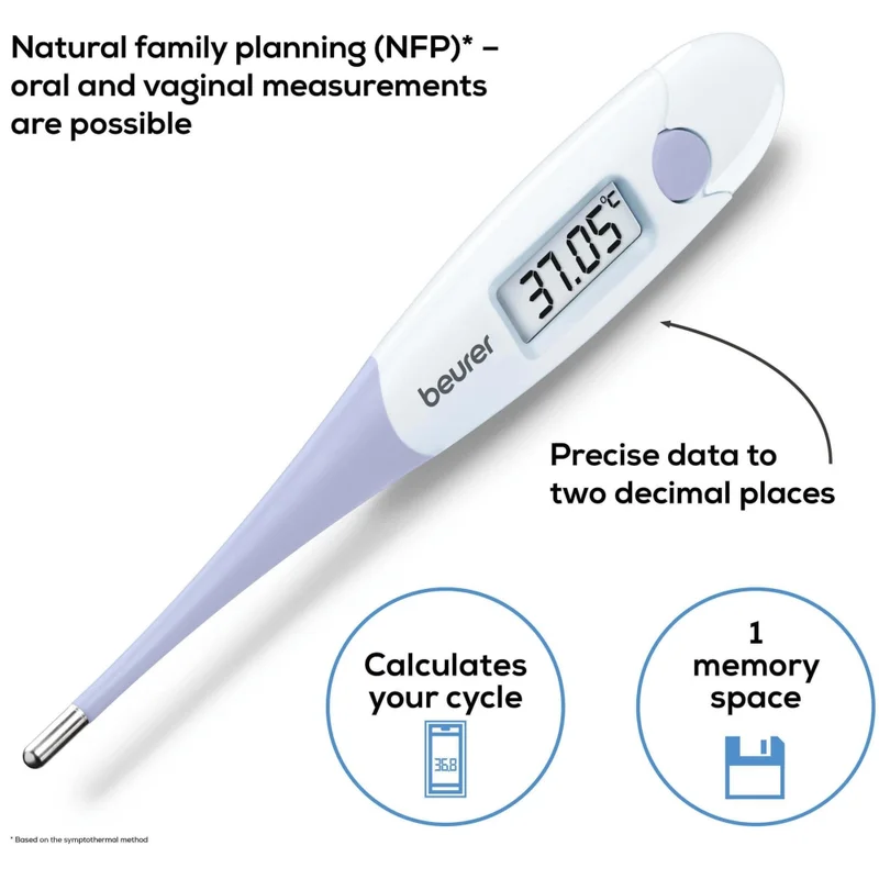 Beurer OT 20 BasalControl Basic - Ovulation thermometer; Suitable for oral & vaginal measurements; Can be disinfected, Waterproof, Measuring time: Up to 3 minutes