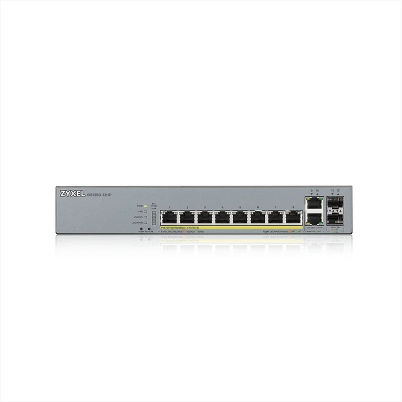 ZyXEL GS1350-12HP, 12 Port managed CCTV PoE switch, long range, 130W