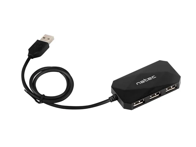 USB хъб NATEC Locust USB 2.0, 4 порта, Черен