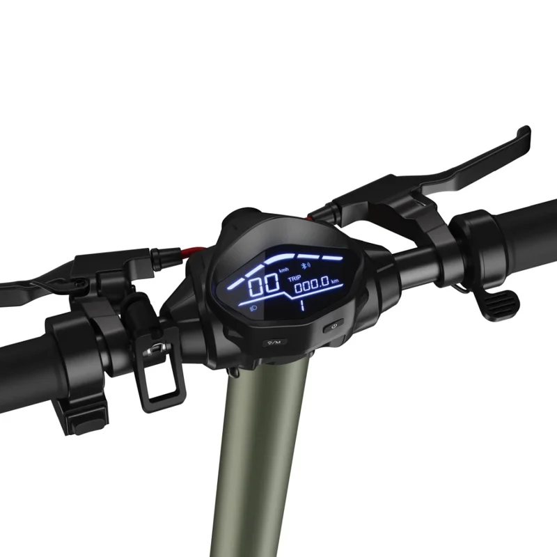 Sharp Electric Scooter, Range per charge: 35 km, 350W Motor, LED Display, e-ABS, USB Charging Port, Bluetooth, IPX4 certification, 10" Pneumatic tyre, Triple brake system, Rear Suspension, Max load: 120 kg, Olive Gray