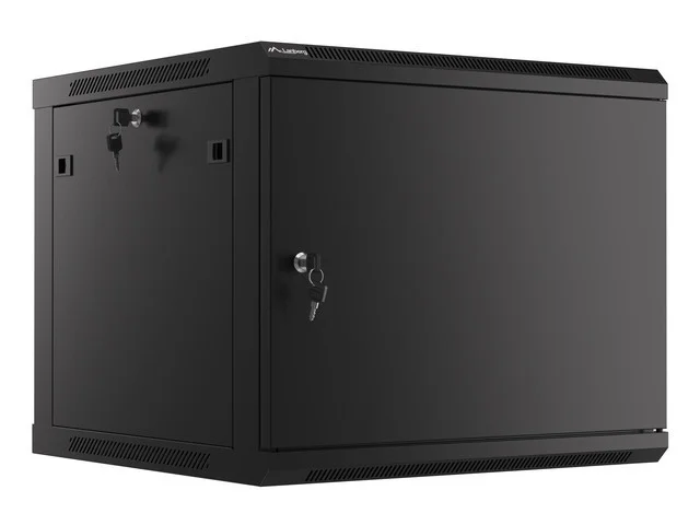 Lanberg rack cabinet 19" wall-mount 9U/600x600 for self-assembly with metal door black (flat pack)