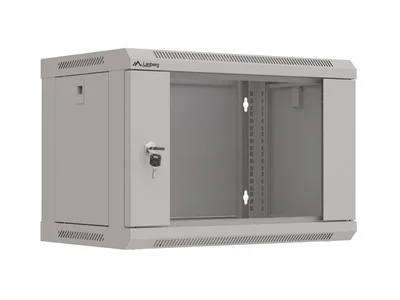 Lanberg rack cabinet 19" wall-mount 6U/540x350 (flat pack) with glass door grey