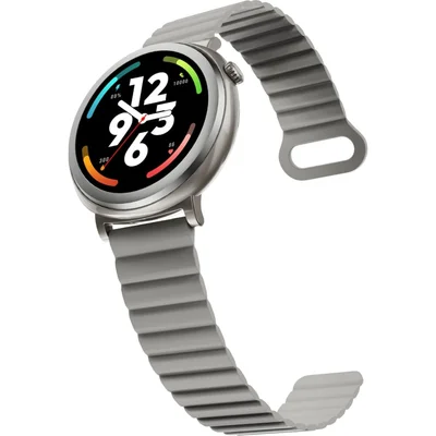 HiFuture Aurora Silver, 1.43" AMOLED,  466*466, Powered by Dual Core & Syntra AI, Bluetooth Call, IP68  Waterproof, 24/7 True Heart Rate & Blood Oxygen Sensor, Up to 10 days daily use, Magnetic Strap