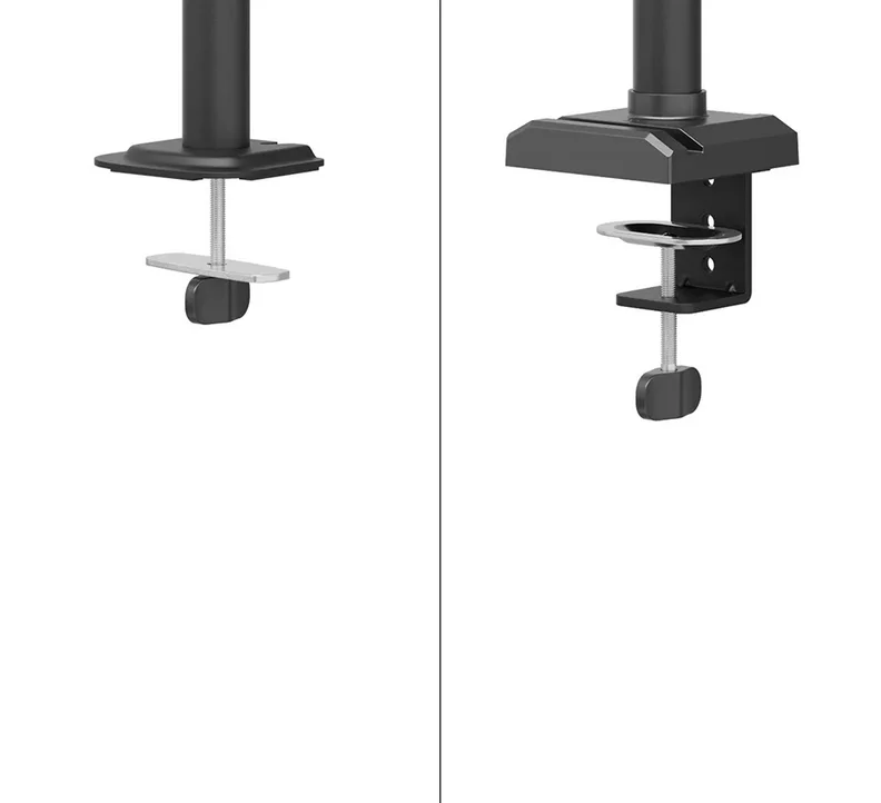 Стойка за монитор NEOMOUNTS BY NEWSTAR Nero, за един дисплей, 10"-32", макс. 8 кг, VESA 100x100, черна, с държач за телефон и бърз монтаж (клема/отвор)