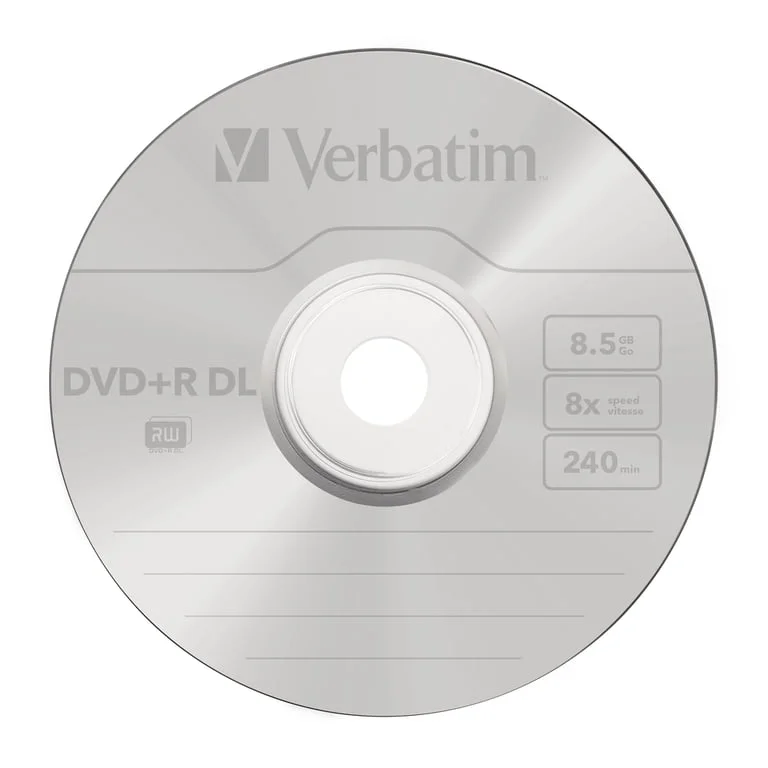 DVD+R двуслоен диск Verbatim 8.5GB 8x, матово сребристо покритие, 5 броя в опаковка