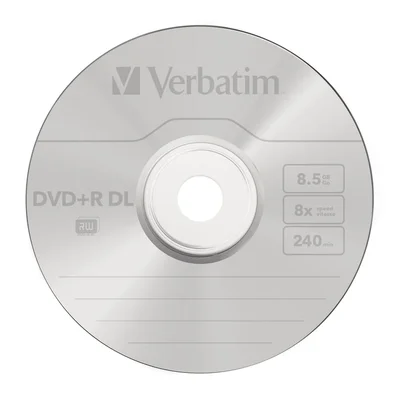 DVD+R двуслоен диск Verbatim 8.5GB 8x, матово сребристо покритие, 5 броя в опаковка