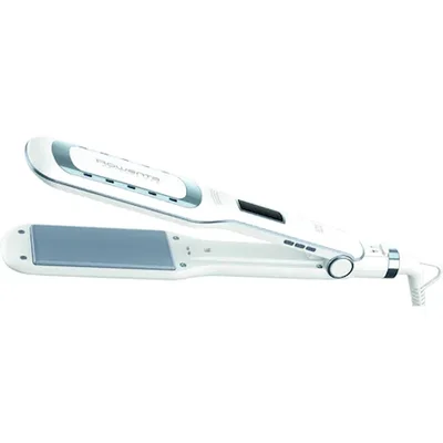 Преса за коса Rowenta SF5010F0 Wet & Dry Pro, Nano Ceramic, йонизираща функция, широки плочи, LCD дисплей, бяла