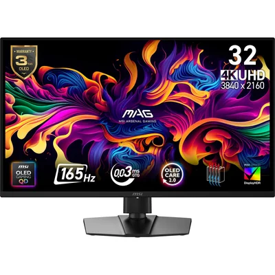 Монитор MSI MAG 322UP QD-OLED E16, 31.5" 4K UHD, QD-OLED, 165Hz, FreeSync, G-SYNC, HDR True Black 400, черен