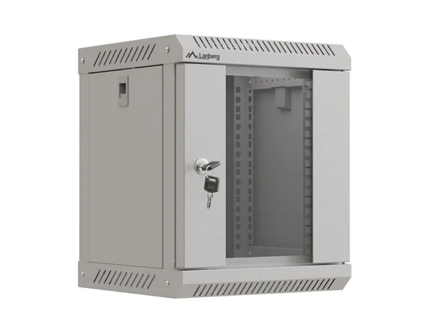 Lanberg rack cabinet 10" wall-mount 6U/300x300 (flat pack) with glass door grey