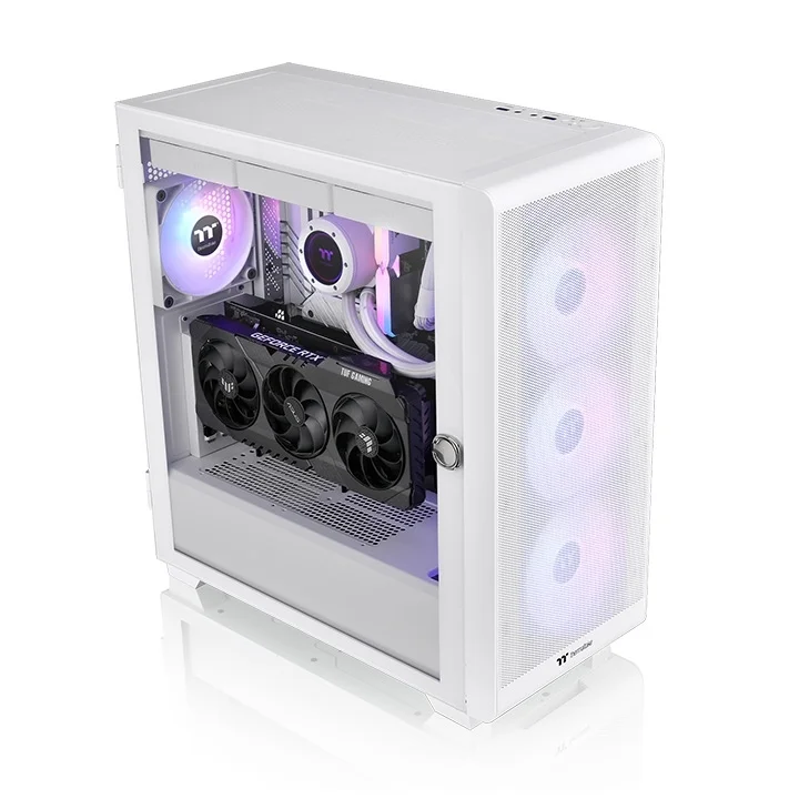 Кутия за компютър Thermaltake S250 TG ARGB Snow Middle Tower, бял
