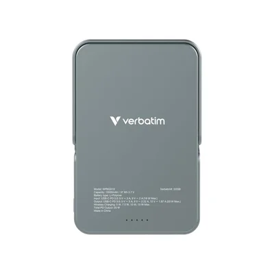 Външна батерия Verbatim Charge 'n' Go Magnetic Wireless Stand 10000mAh Сива
