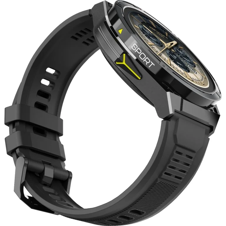 Смарт часовник HiFuture Active, 1.43" AMOLED, GPS, Bluetooth обаждания, 5ATM, Черен/Жълт