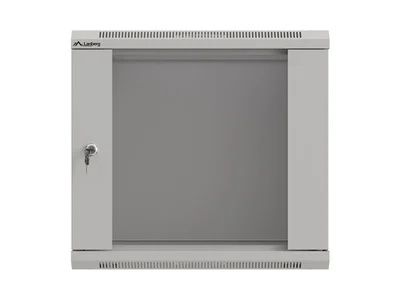 Lanberg rack cabinet 19" wall-mount 9U/540x350 (flat pack) with glass door grey