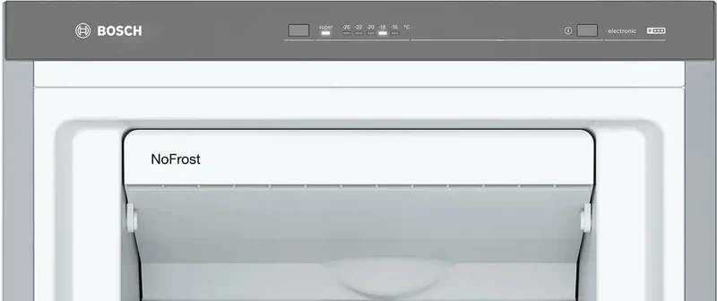 Bosch GSN36VIEP SER 4, FS upright freezer, NoFrost, E, 186/60/65cm, 242 l, 39 dB(C), IceTwister, VarioZone, BigBox, 4 drawers, handle, Stainless steel with fingerprint protection