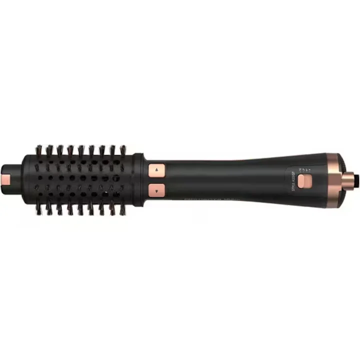 Електрическа четка за коса Rowenta CF9625F0 Ultimate Experience, въртяща се, 2-в-1, йонна технология, керамично покритие, 3 четки, Pro Keratin власинки, 750W, черна/розово злато