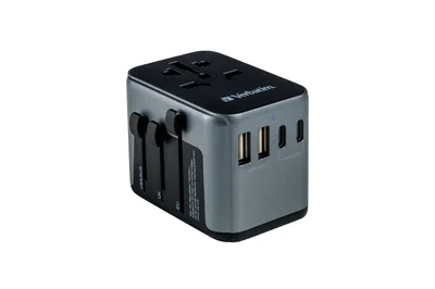 Пътен адаптер Verbatim UTA-03 универсален с 1 x USB-C PD 30W, QC 3.0, 2 x USB-C, 2 x USB-A