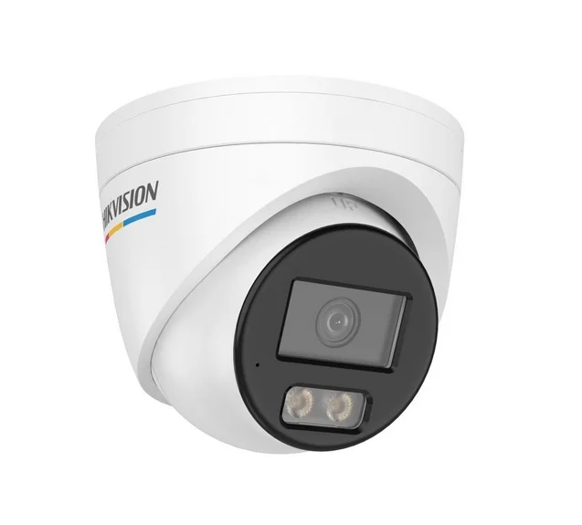 HikVision 4 MP ColorVu 3.0 Fixed Turret Network Camera, 2.8 mm, F1.0, IR, White Light up to 30m, H.265+, IP67, built-in microphone, 12Vdc/PoE 6W
