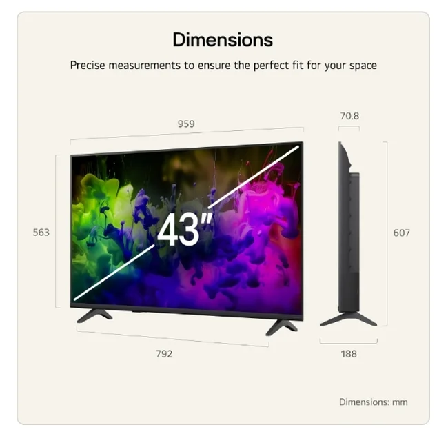 Телевизор LG 43QNED7EB3C 43" 4K QNED MiniLED, 3840x2160, Alpha 7 AI Processor, HDR10/HLG, webOS 26 ThinQ