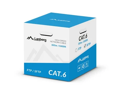 LAN кабел Lanberg CAT.6 S/FTP, 305m, мед, сив