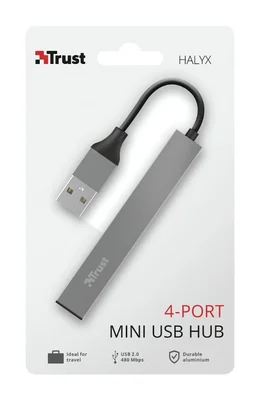 USB хъб TRUST Halyx 4-портов, USB 2.0, мини, алуминиев корпус